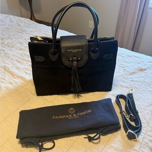 Fairfax & Favor Windsor Work Bag - Black Suede